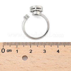 キュービックジルコニアを使用した回転可能なオープンリング  不安ストレス解消のためのプラチナ真鍮フィジェットスピナーリング  ナザールボンジュウ  内径：17mm  ペンダント：3mmと10mm&nbsp;RJEW-Q776-02P-01