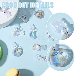 14個 7スタイル プラスチック製携帯用防塵プラグ  ガラスペンダント付き  混合図形  クリアAB  22~35mm  2個/スタイル&nbsp;HJEW-FH00181