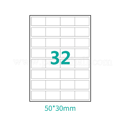粘着印刷用紙  マット  ホワイト  29.8x21x1cm  ステッカー：5x3cm  32pcs /シート  50sheets /バッグ&nbsp;AJEW-WH0098-04A