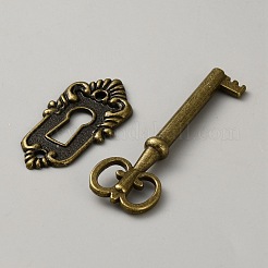鉄と合金の引き出しワードローブロック（鍵付き）  アンティークブロンズ  35.5x53.5x8.5mm  穴：4.5mm&nbsp;DIY-WH0899-677