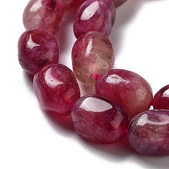 天然の天然翡翠ビーズ連売りを染めた  オーバル  赤ミディアム紫  8.5~11x7~8.5x7~8.5mm  穴：1mm  約18個/連  7.28~7.48インチ（18.5~19cm）&nbsp;G-P528-I03-01