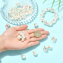 20個 4スタイル バロックスタイル ABSプラスチック模造パールビーズ  ナゲット  ラインストーン付き  ミックスカラー  14~22x13~15x12.5~13mm  穴：1.8~2mm  5個/スタイル&nbsp;SACR-YW0002-16
