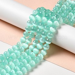 天然セレナイトビーズ連売り  グレードA  染め  ラウンド  ミディアムアクアマリン  8.5mm  穴：0.8mm  約46個/連  15.35''（39センチメートル）&nbsp;G-P493-01G
