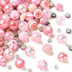DIYジュエリー作成キット  アクリル＆樹脂＆プラスチックビーズ50個を含む  ポリマー粘土ラインストーンビーズ50個  50個真鍮ラインストーンスペーサービーズ  混合図形  ピンク  20mm  穴：2.5mm&nbsp;DIY-CJ0003-40