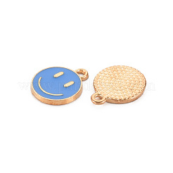 合金エナメルチャーム  カドミウムフリー＆鉛フリー  笑顔  ライトゴールド  藤紫色  14.5x12x1.5mm  穴：1.5mm&nbsp;ENAM-S121-165I-RS
