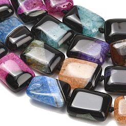 天然石瑪瑙ビーズ連売り  染め＆加熱  長方形  ミックスカラー  19~20.5x13.5~15.5x6.5~8.5mm  穴：1.2~1.4mm  約19個/連  16.26''~16.97''（41.3~43.1センチメートル）&nbsp;GG-L001-M01-01D