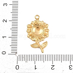 304ステンレスペンダント  葉のチャーム付きひまわり  ゴールドカラー  22.5x13x2mm  穴：1.4mm&nbsp;STAS-K322-05A-G