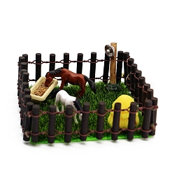 プラスチック製のミニ馬小屋  マイクロランドスケープホームドールハウスアクセサリー  小道具の装飾のふりをする  ココナッツブラウン  30x90mm&nbsp;PW-WG47904-01
