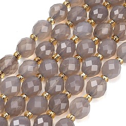 天然石グレーアゲートビーズ連売り  ラウンド  多面カット  シードビーズで  8~9x7~8mm  穴：1mm  約18~20個/連  7.48''（19cm）〜7.87''（20cm）&nbsp;GG-CBA4A3B-A02
