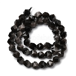 天然銀黒曜石ビーズ連売り  スターカットラウンドビーズ  多面カット  7~8x7~8x7~8mm  穴：1mm  約46~47個/連  14.72''~15''（37.4~38.1センチメートル）&nbsp;G-Z119-A11-02