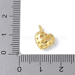 スターリングシルバー 925D 中空ハートチャーム 3 個  丸カンとスタンプ925個付き  ゴールドカラー  9x10x4mm  穴：3.5mm&nbsp;STER-M099-01G