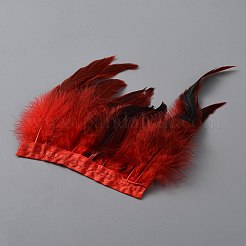 ファッションフェザートリミング  布バンド付き  装飾アクセサリー  レッド  130~180x1mm&nbsp;DIY-WH0491-75C