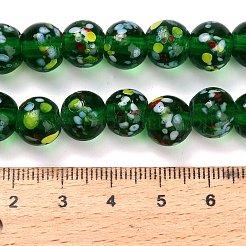 手作りランプワークビーズ連売り  ラウンド  シーグリーン  10mm  穴：2.8mm  約40個/連  13.19''（33.5センチメートル）&nbsp;LAMP-H071-01C-02