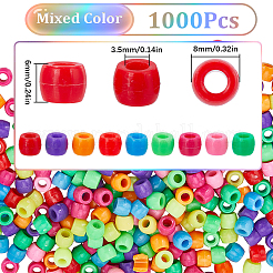プラスチックビーズ  バレル  ミックスカラー  8x6mm  穴：3.5mm  1000個/袋&nbsp;KY-SC0001-90