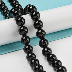 天然石ブラックトルマリンビーズ連売り  グレードAB +  ラウンド  10mm  穴：1mm  約37~38個/連  15.2インチ（38.3cm）&nbsp;G-G763-01-10mm-AB