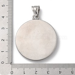 バイキングルーン 304 ステンレススチールペンダント  スネークチャーム付きフラットラウンド  アンティークシルバー  40x35x4mm  穴：9x4mm&nbsp;STAS-D014-10AS