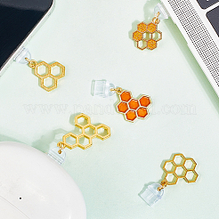 5 個のプラスチックモバイル防塵プラグ  ハニカム  合金エナメルペンダント付き  ミックスカラー  30~40mm  5個/セット&nbsp;HJEW-CN00005