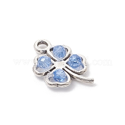 ガラスチャーム  クローバー  白金合金パーツ  多面カット  ミックスカラー  17x11x3.5mm  穴：1.8mm&nbsp;PALLOY-JF03682