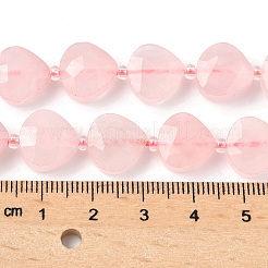 天然石ローズクォーツビーズ連売り  ティアドロップ  多面カット  シードビーズで  12x12x5~6mm  穴：1mm  約12個/連  6.69''（17センチメートル）&nbsp;G-D316-A18