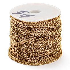 304 ステンレス シンガポール チェーン  溶接されていない  スプールで  18KGP本金メッキ  4x3x1.5mm  10 m /ロール&nbsp;CHS-C009-23G
