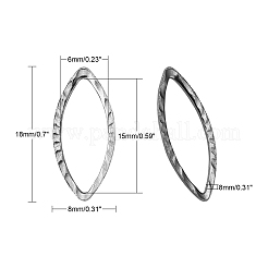 変色しにくい304ステンレススチール製リンクリング  マーキスリンク  馬の目  ステンレス鋼色  18x8x0.8mm  内径：6x15mm&nbsp;X-STAS-I071-04P
