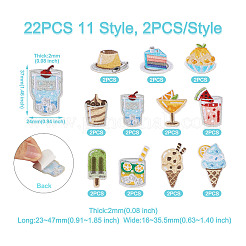 22 個 11 スタイル夏テーマ食品コンピュータ刺繍布自己粘着パッチ  マスクと衣装のアクセサリー  混合模様  2.3~4.2x1.6~3.4x0.2cm  2個/スタイル&nbsp;DIY-BT0001-56