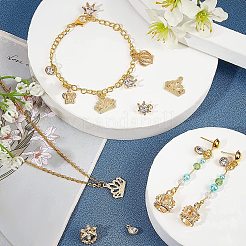 60本6スタイルアロイペンダント  ラインストーン付き  混合図形  ゴールドカラー  10個/スタイル&nbsp;PALLOY-PH0001-76G