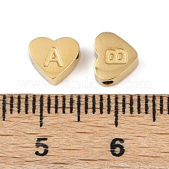 304ステンレススチールチャーム  ハートとアルファベットのa～zのチャーム  ゴールドカラー  6x7x3mm  穴：1.6mm  26個/セット&nbsp;STAS-Z143-02G