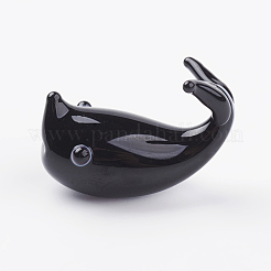 インテリアオーナメントパーツ  手作りランプワーク表示の装飾  クジラ  ブラック  23x12x17mm&nbsp;LAMP-J084-05