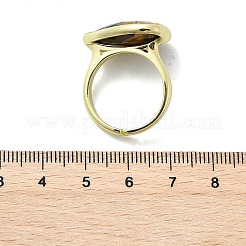 ハート真鍮天然タイガーアイ指輪  長持ちメッキ  20x18mm  内径：18mm&nbsp;X-RJEW-D304-01G-D