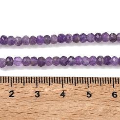 天然石アメジストビーズ連売り  多面カット  ロンデル  4x3mm  穴：1mm  約102個/連  15.7インチ&nbsp;G-P279-74-4mm-01