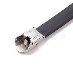 304ステンレススチールシリコンブレスレット  時計バンドの留め金付き  ガンメタ色＆ステンレス鋼カラー  215x10x3mm&nbsp;BJEW-O134-02B