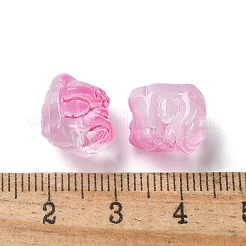 ベーキングペイント透明ガラスビーズ  グラデーションカラー  ライオン  濃いピンク  11.5x11x9.5mm  穴：1.2mm&nbsp;GLAA-C035-01I