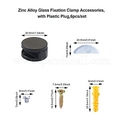 亜鉛合金ガラス固定クランプ付属品  プラスチックプラグ付き  ブラック  29.5x8mm  穴：4.3mm  6個/セット&nbsp;X1-SW-TAC0001-27