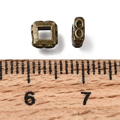 チベット風合金スペーサービーズ  正方形  アンティークブロンズ  5x5x2mm  穴：2x2mm  約4347個/1000g&nbsp;AL-CBA3B63-01AB