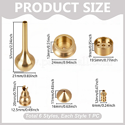 真鍮製香炉ホルダー6個、6つのスタイル  混合図形  ゴールドカラー  6~24x9~57mm  1個/スタイル&nbsp;AJEW-GA0009-82