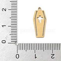 ステンレスペンダント201個  クロスと棺します。  ゴールドカラー  18x7.6x1mm  穴：1.2mm&nbsp;LS-STAS-H480-04G