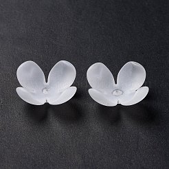 つや消しアクリルビーズキャップ  4  - 花びらの花  ホワイトスモーク  25.5x10mm  穴：2mm  約446個/500g&nbsp;OACR-G014-01