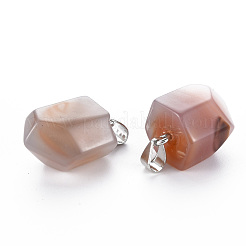 天然なピンクの瑪瑙のペンダント  鉄のピンチ保釈で  ナゲット  24~25x16~18x14~16mm  穴：7.5x4mm&nbsp;G-S359-287