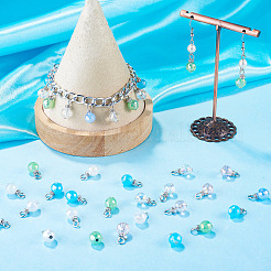 25個のガラスペンダント  ラウンドチャーム  鉄パーツ  ミックスカラー  15mm  穴：3mm&nbsp;PALLOY-TAC0311