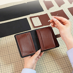 DIY レザーメンズウォレット作成キット  生地を含む  スレッド  針  はさみ  クリップ  サドルブラウン  2.1~38.5x0.15~11x0.2~1.6cm&nbsp;DIY-WH0349-228A