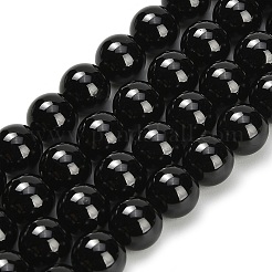 天然石ブラックスピネルビーズ連売り  グレードA  ラウンド  8~8.5mm  穴：1mm  約48個/連  15.55インチ（39.5cm）&nbsp;G-L631-A03-8mm