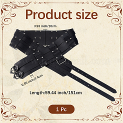 男性用ヴィンテージPUレザーと合金チェーンベルト  ブラック  1510x100x14mm&nbsp;AJEW-WH20060-49A