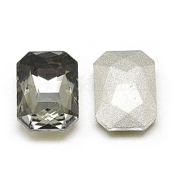 ポイントガラスラインストーンカボション  多面カット  レクタングルオクタゴン  ブラックダイヤモンド  10x8x3.5mm&nbsp;RGLA-T079-8x10mm-03