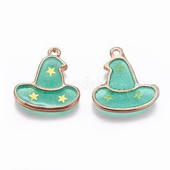 合金エナメルチャーム  魔女の帽子のペンダント  ライトゴールド  ミックスカラー  20.5x19x2mm  穴：1.6mm&nbsp;ENAM-L017-D