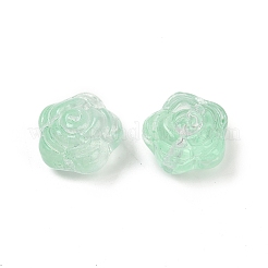 透明ガラスビーズ  花バラ  焼き付け塗料  ミディアムアクアマリン  11.5x12x8.5mm  穴：1.2mm&nbsp;LS-DGLA-E004-04I