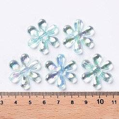 透明なアクリルビーズ  ABカラー  花  ターコイズ  25x4.5mm  穴：1.6mm  約375個/500g&nbsp;TACR-S154-35C-754