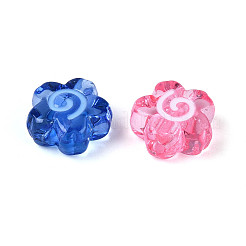 透明なアクリルビーズ  花  エナメル  ミックスカラー  11x11.5x5.5mm  穴：2mm&nbsp;TACR-T030-18M
