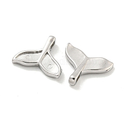 エナメル用304ステンレススチールカボションセッティング  マーメイドテールチャーム  ステンレス鋼色  10.5x12x2.7mm  穴：1.4x2mm&nbsp;STAS-L278-041P