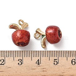 合金エナメルチャーム  ライトゴールド  カドミウムフリー＆ニッケルフリー＆鉛フリー  りんご  16.5x12x10.5mm  穴：2mm&nbsp;FIND-C074-02D
